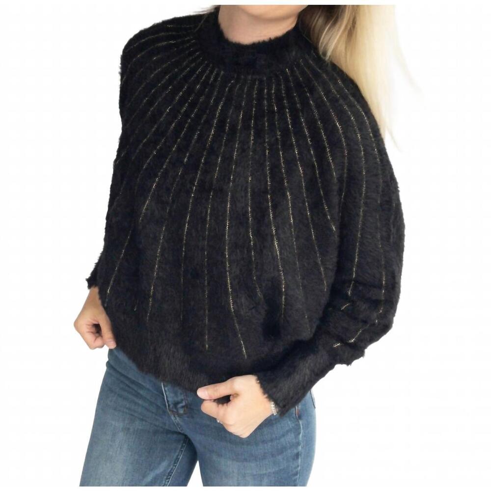 NEW MADELYN lurex fuzzy sweater in gold
